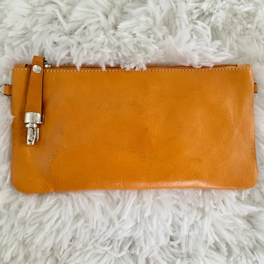 Italian, dyed leather clutch. Made in Italy